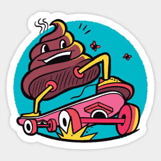 Skateboarding Poo Cartoon Sticker